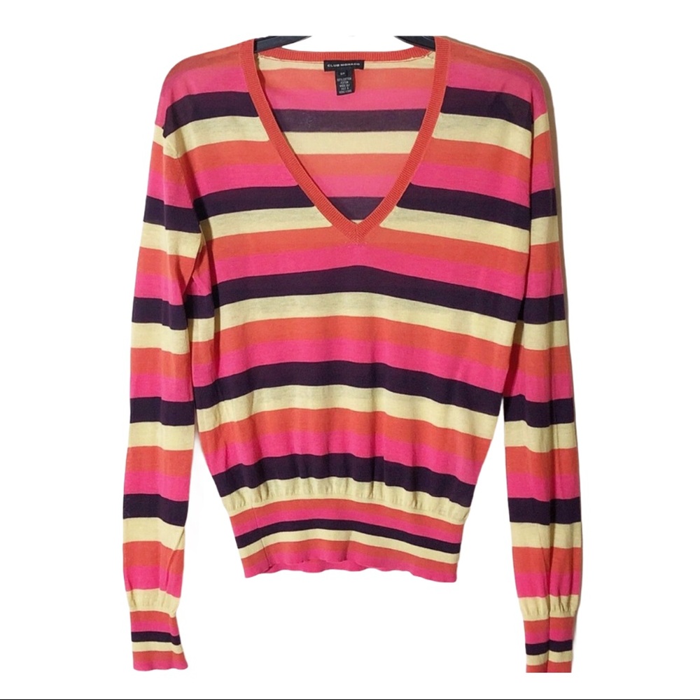Club Monaco Pink and Purple Striped Sweater